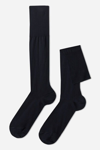 Calzedonia Calcetín largo de hilo de escocia para hombre Hombre Azul Tamaño 10