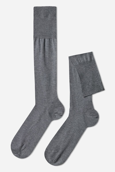 Calzedonia Chaussettes longues en fil dâ€™Ã‰cosse pour homme Homme Gris Taille 42-43