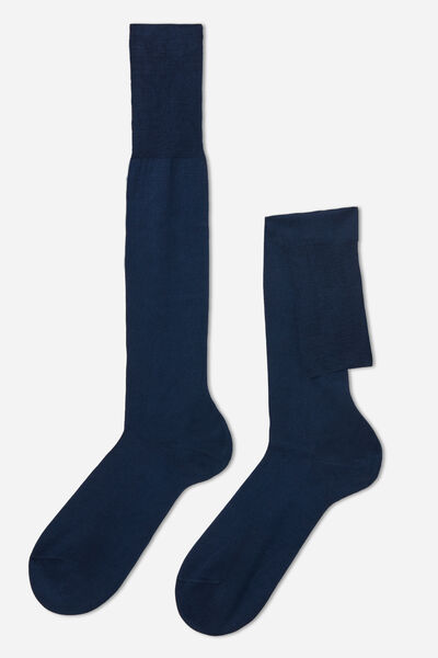 Calzedonia Chaussettes longues en fil dâ€™Ã‰cosse pour homme Homme Bleu Taille 44-45