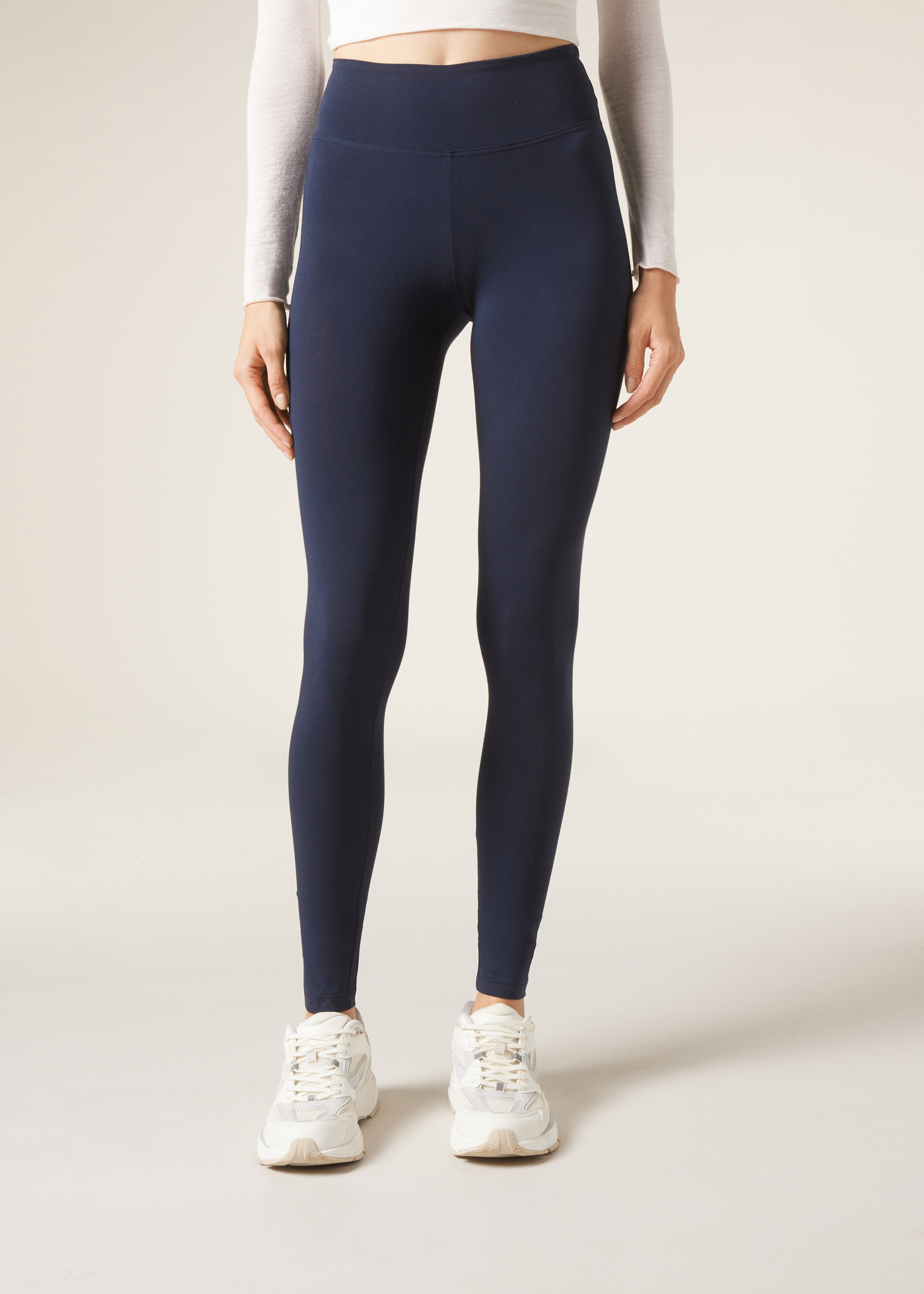 Basic cotton leggings with waistband string