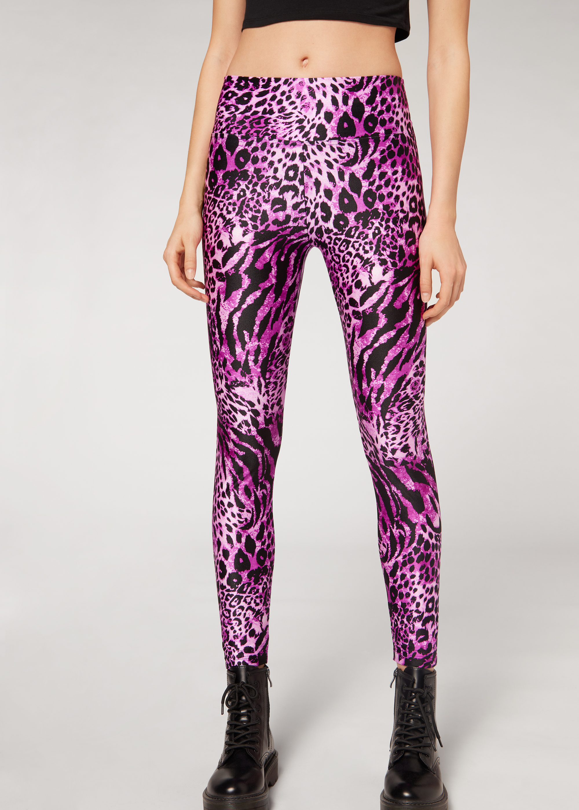 Shiny Animal-Print Athletic Leggings - Leggings - Calzedonia