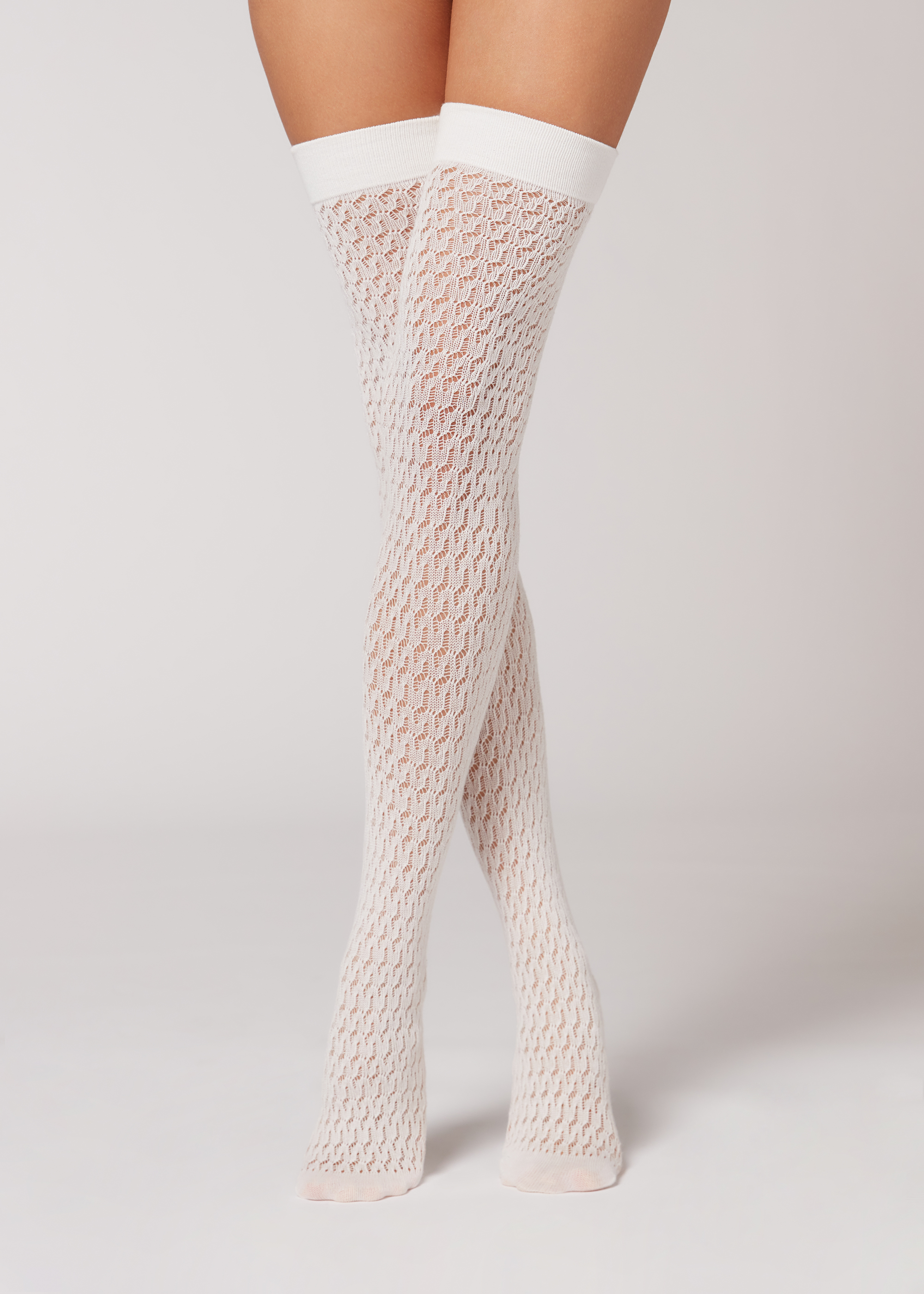 Textured Cotton Over-the-Knee Socks - Calzedonia