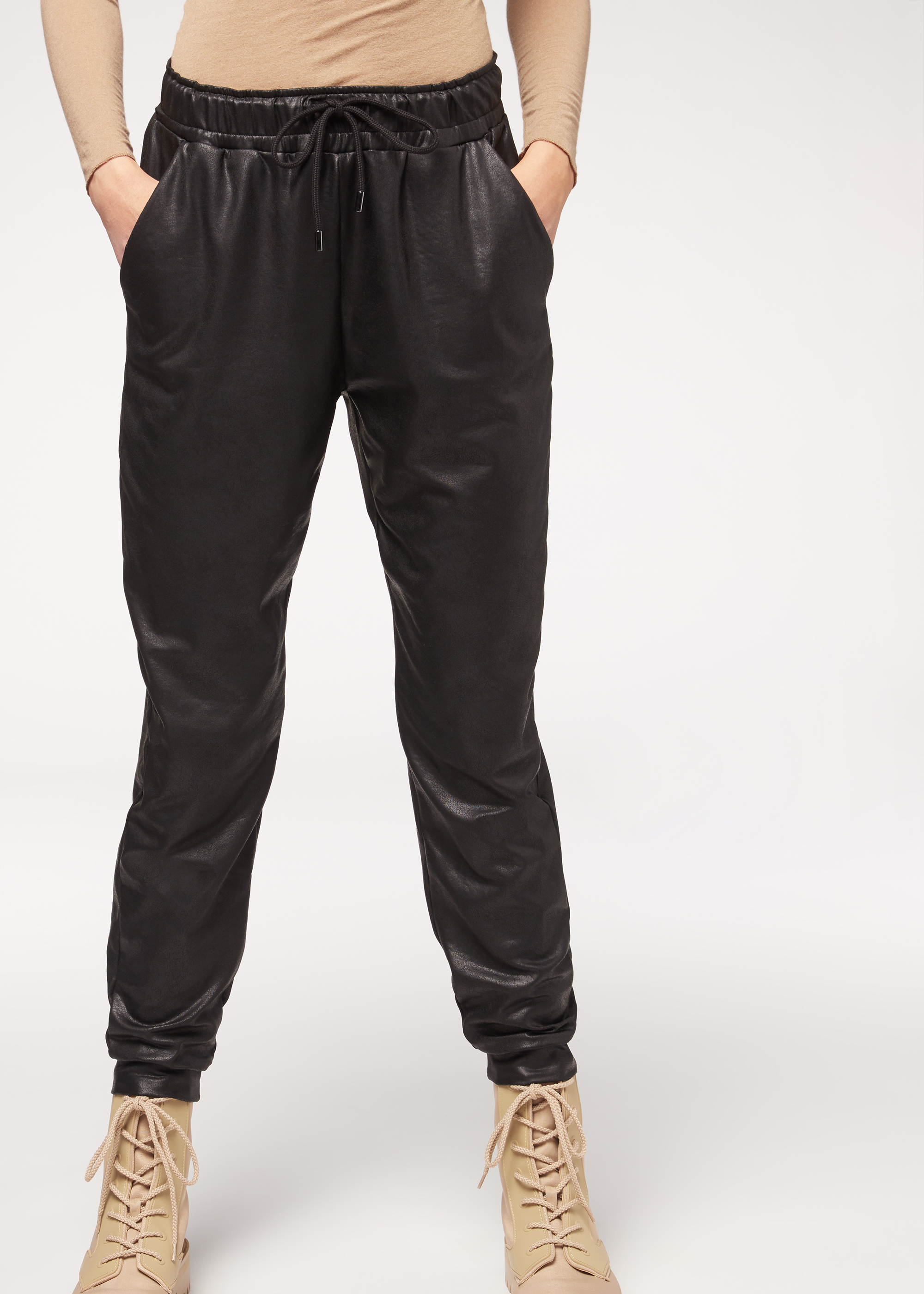 Thermal leather-effect pants - Leggings - Calzedonia