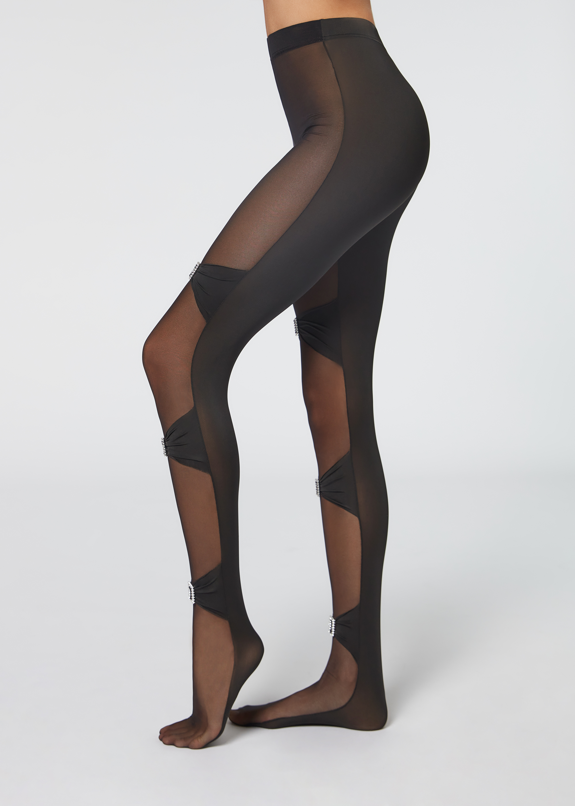 Curly Trim Tights with Rhinestone Buckle Motif - Calzedonia